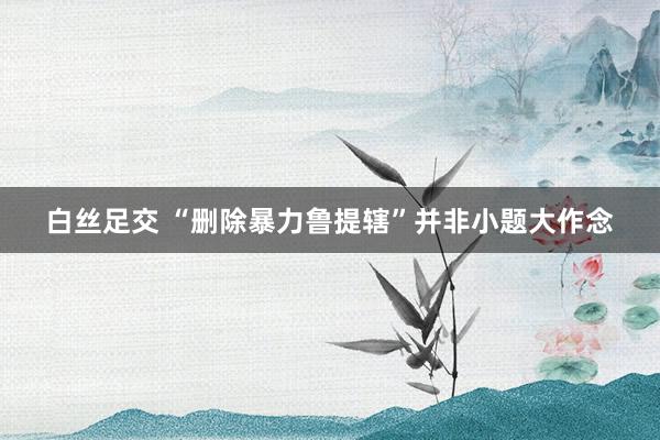 白丝足交 “删除暴力鲁提辖”并非小题大作念